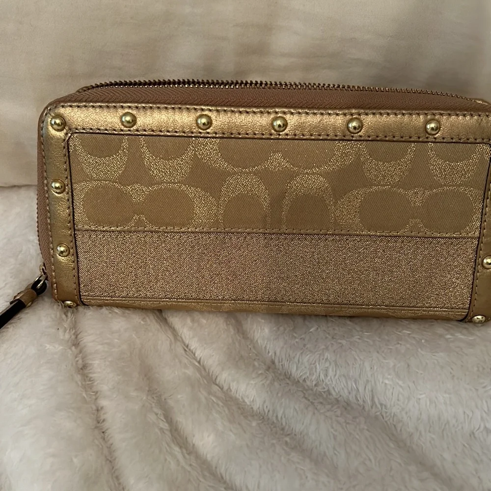 Coach Metallic Gold Signature Continental Wallet - Picture 5 of 5